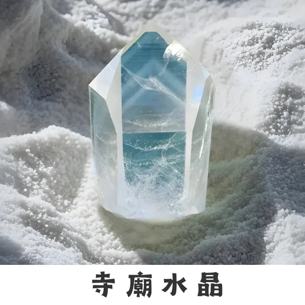 寺廟水晶外觀：內含物豐富與天然刻紋，建構神聖的內在空間