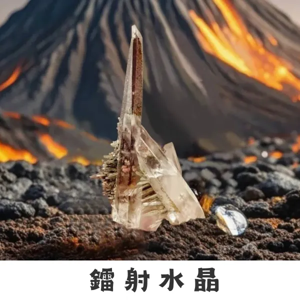 鐳射水晶外觀：細長尖端聚能如光束，適用於清理負能量與聚焦