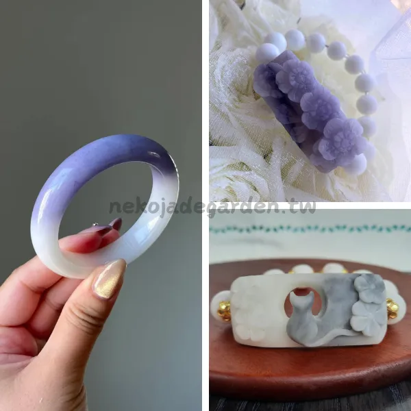 紫白玉手鐲與雕刻手鐲
