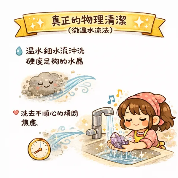 微溫水流清潔水晶