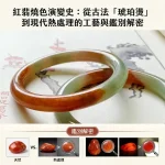 紅翡燒色演變史示意，對比古法琥珀燙與現代熱處理紅翡的顏色差異